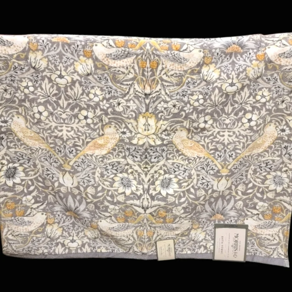 6pc Morris & Co Strawberry Thief Bird & Floral Velour Bath Hand Tip Towel Set